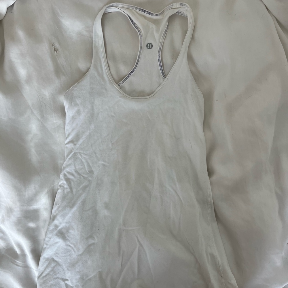 White Lululemon long workout Tank Top